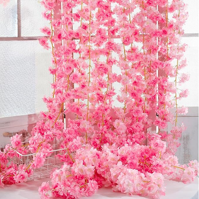 Cross-Border Artificial Cherry Blossom Vine 135 Heads Wedding Backdrop Flower Wall Fake Flower Vine Air Conditioning Duct Cover Cherry Blossom Vine