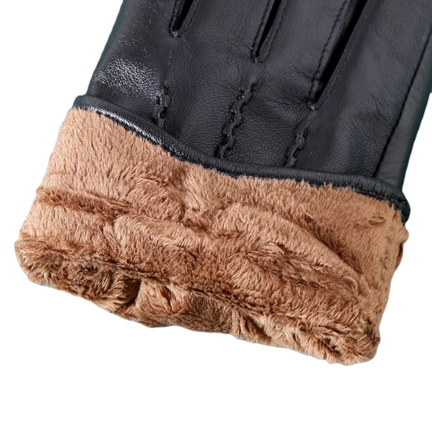 头层羊皮手套女秋冬加绒加厚触屏防寒款骑行开车真皮保暖显瘦手套