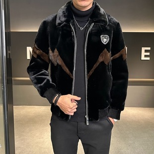 2024 Winter Men's Gold Mink Fleece Faux Fur Casual Jacket Coat high quality Thickened Warm Coat for Men