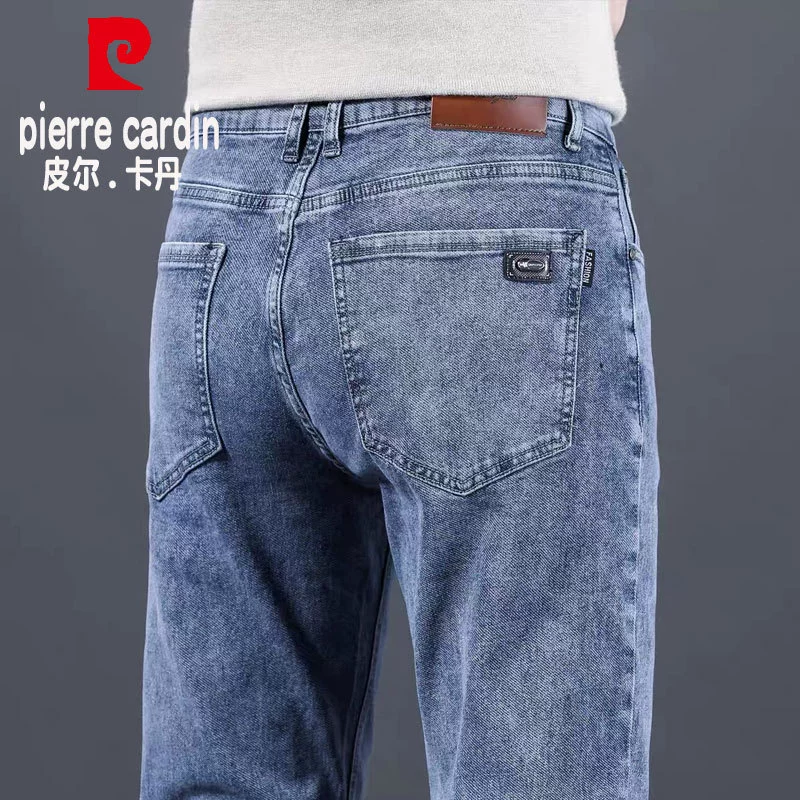 Pierre Cardin, мужские элитные демисезонные джинсы, эластичные брюки, свободный прямой покрой