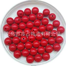 亚克力大红色直孔圆珠马卡龙色diy手工串珠材料糖果色散珠子批发