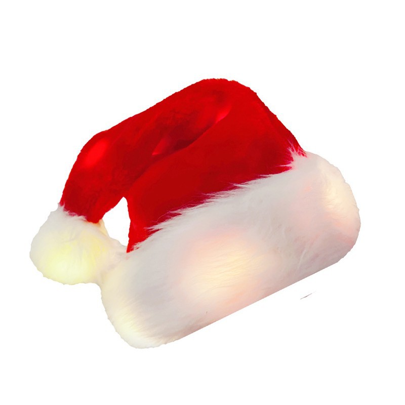 Gorro navideño con luz LED de felpa para adultos y niños, gorro navideño para fiestas, disfraz, decoraciones navideñas transfronterizas.