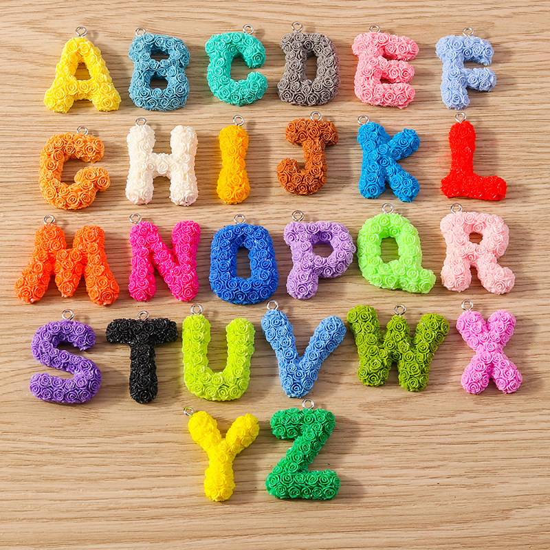 30g Weight DIY Jewelry Accessories Classification 10 Pieces Quantity Plastic Material Letter, Rose Pattern Stoving Varnish Design Cartoon Style, Romantic Style 10 Pieces Plastic Letter Rose 2