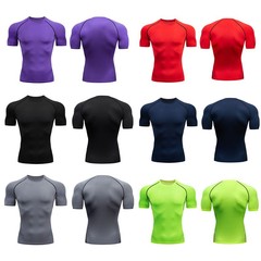 運動ガードル半袖フィットネス速乾tシャツ弾力通気底シャツバスケットボール球技速乾衣トレーニング