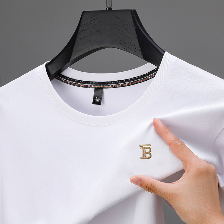 【Authentic Product】European Luxury Embroidered High-End Men's Summer T-Shirt, Breathable and Casual