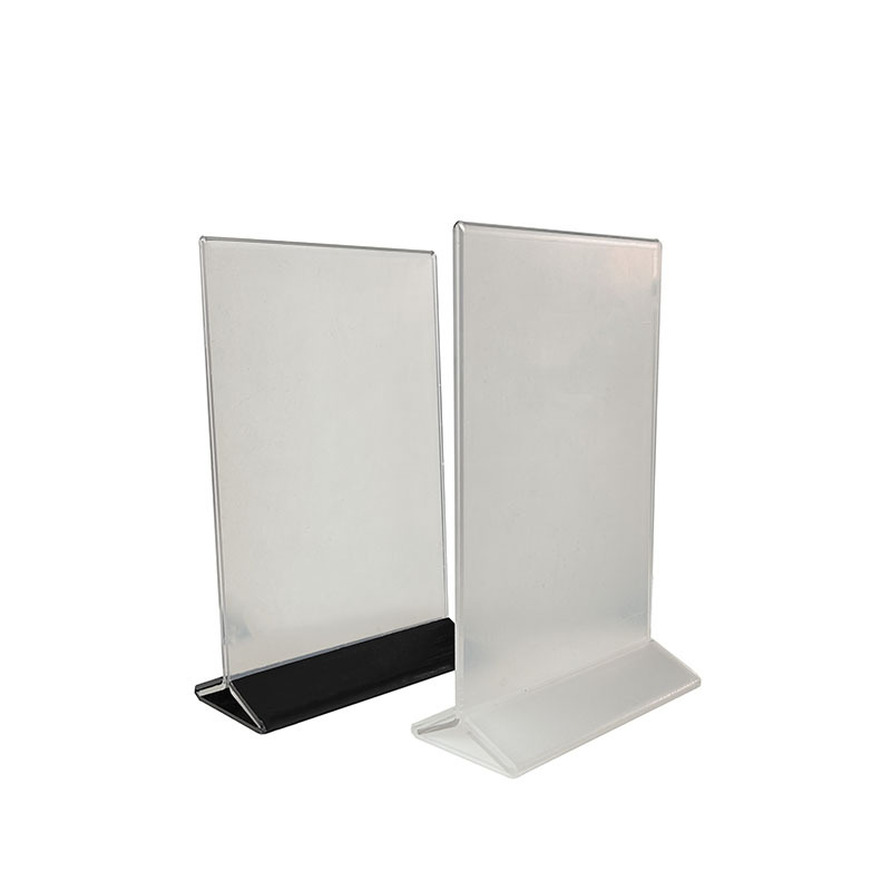 Tarjeta de escritorio acrílica, fondo negro, transparente de doble cara, marca vertical A4, menú extraíble, etiqueta de precio, tarjeta de escritorio, tarjeta de escritorio