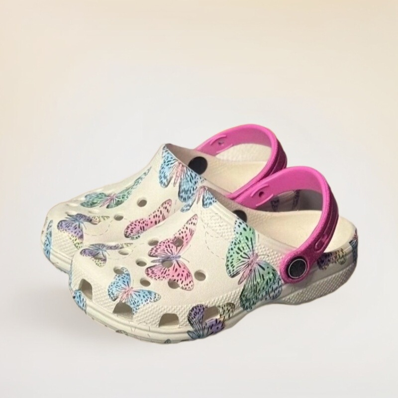 2025 Children's Croc Shoes Ice Cream Butterfly Print Boys and Girls Small, Medium, and Large Kids Outdoor Casual Beach Sandals Cartoon