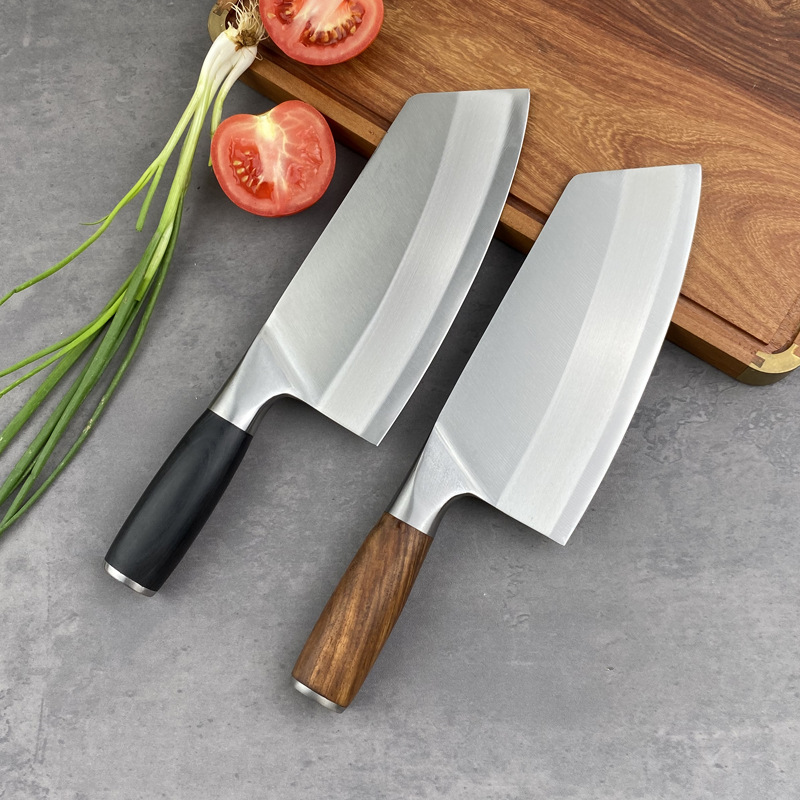 高硬度不锈钢菜刀木柄家用厨师刀锋利斩切两用刀切肉切片刀厨房刀