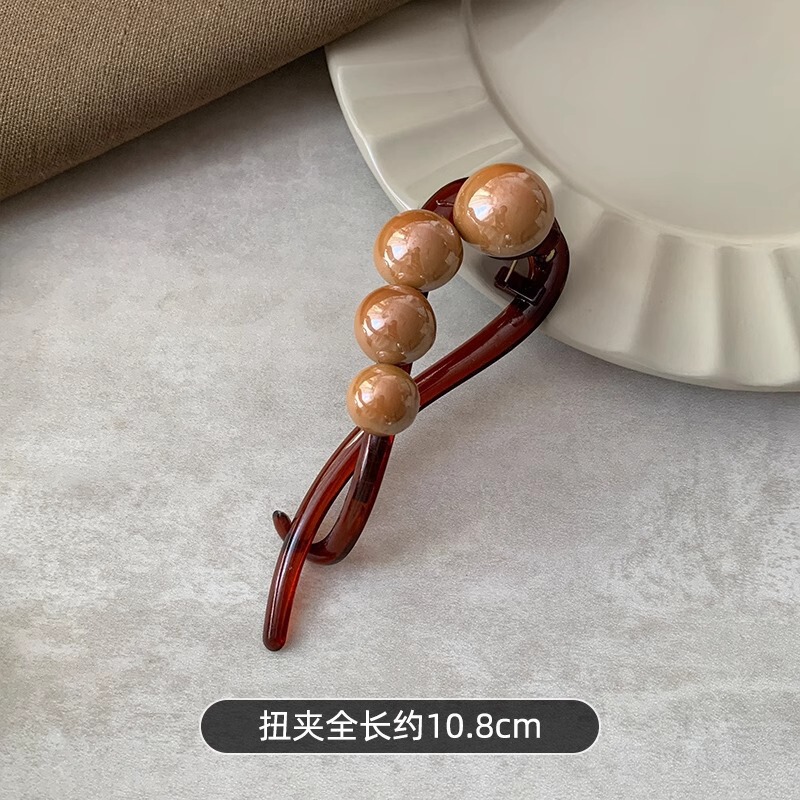跨境爆款花朵一字珍珠发夹女后脑勺盘发抓夹扭扭夹子头饰发卡批发|undefined