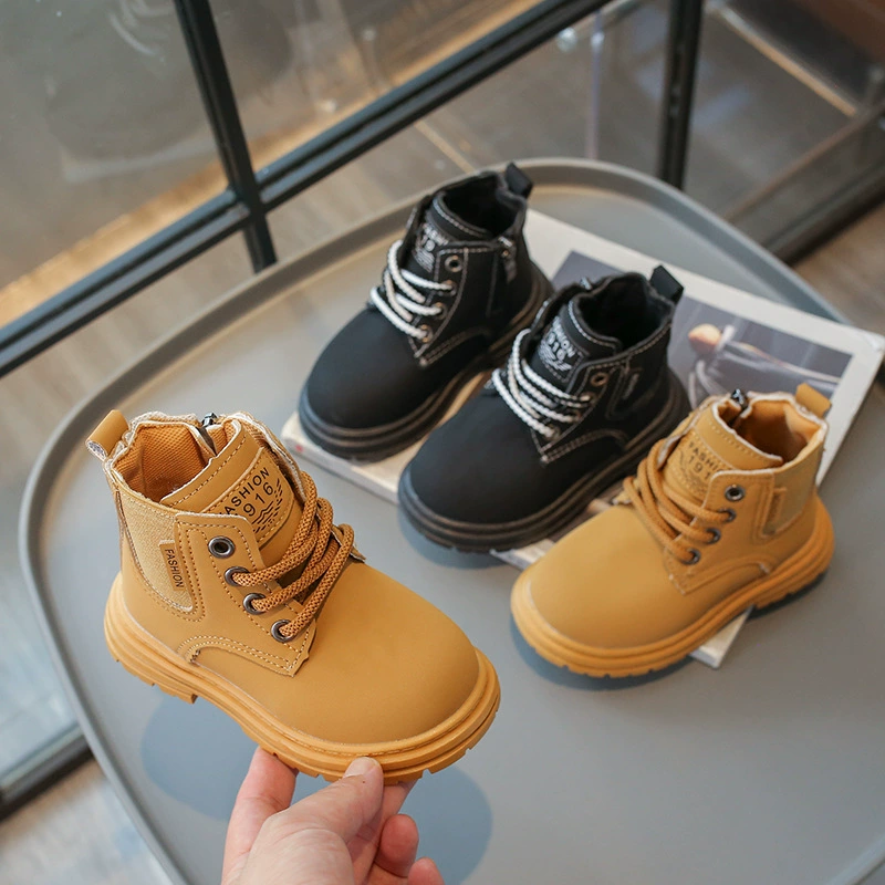 Детские ботинки в британском стиле Martin 2024 осенние новые детские сапоги для мальчиков маленькие желтые сапоги для девочек кроссовки