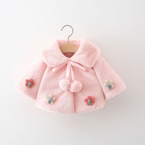 Baby cape for autumn and winter going out with velvet to keep warm for baby girl coat princess clothes cute windproof shawl