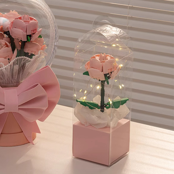 Bloques de construcción de rosas transfronterizos compatibles con ramo de Lego flor eterna rosa girasol Tulipán juguete ensamblado