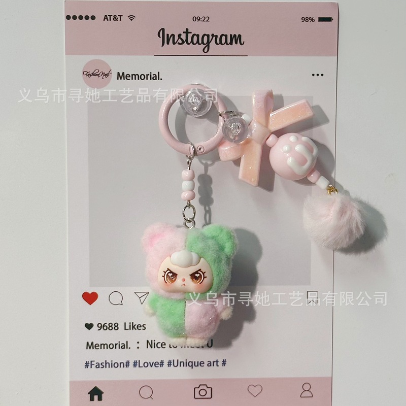 植毛ラブブ人形3歳キーホルダーペンダントクロスボーダーかわいい人形DIYアクセサリー携帯電話アクセサリーペンダント|undefined