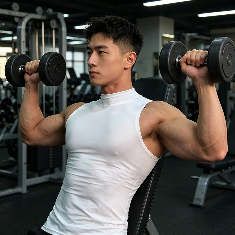 Summer Men's Sports Fitness Quick-Drying Tight-Fitting Sleeveless Vest Outdoor Running Training Elastic High-Neck Solid Color Vest