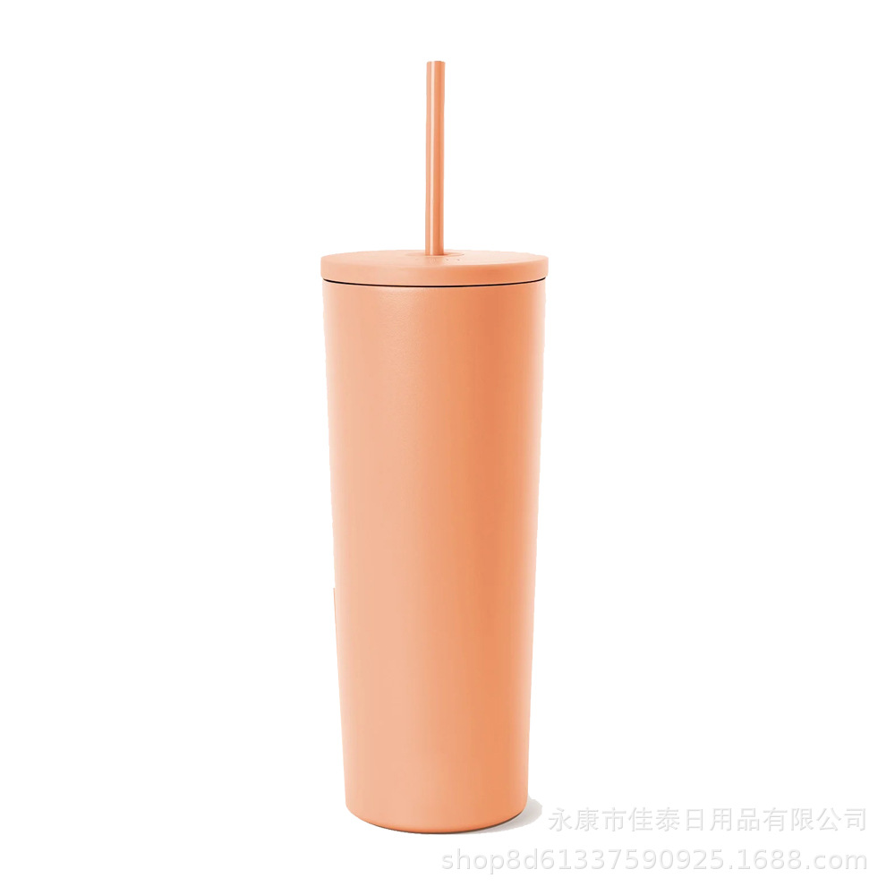 2023 nueva taza de café del acero inoxidable de la taza del vacío con la taza vendedora caliente transfronteriza de la paja 12oz16oz24oz