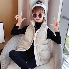 女童羽绒棉马甲秋冬新款儿童休闲百搭中大童女孩加厚保暖背心外穿