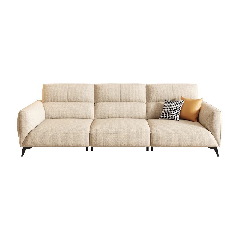 Selección estricta de sofá de tela algodón lino sin lavado sala de estar moderna simple línea recta de tres personas respaldo alto sofá de viento crema