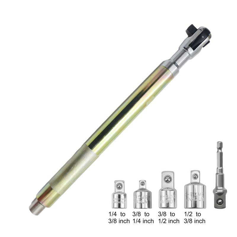 Llave de trinquete rápida multifuncional alargada Herramienta neumática Llave de manguito manual alargada refuerza varilla de enlace largo image 13