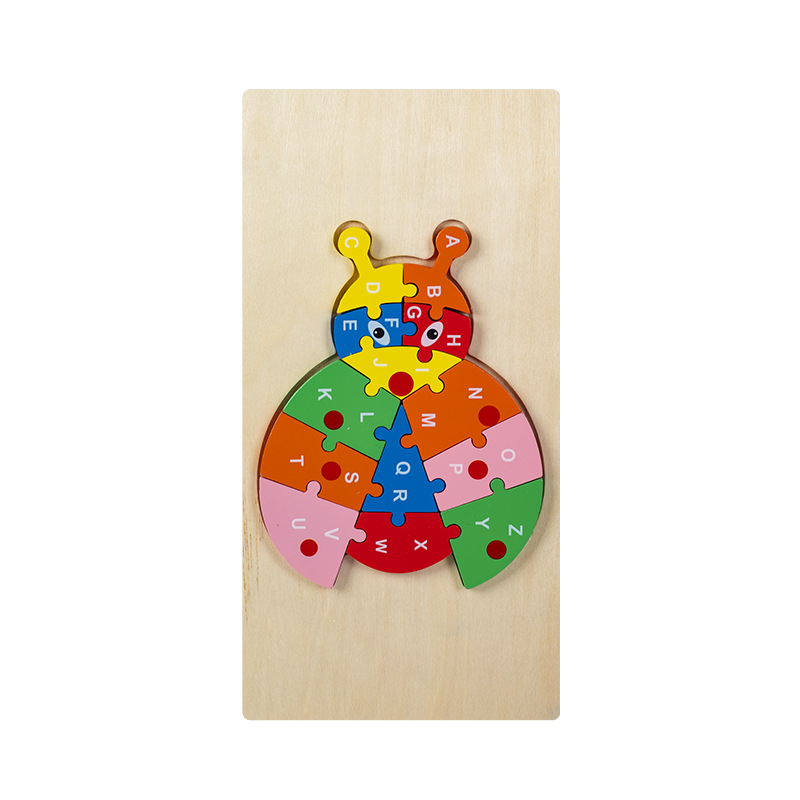 Rompecabezas para niños transfronterizos Animales cognitivos digitales dibujos animados rompecabezas tridimensional educación temprana para bebés iluminación juguetes de madera al por mayor