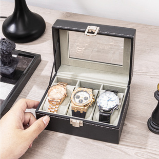 Watch Box 3-Digit Watch Storage Box Bracelet Bracelet Display Box Transparent Window Watch Collection Portable Watch Box