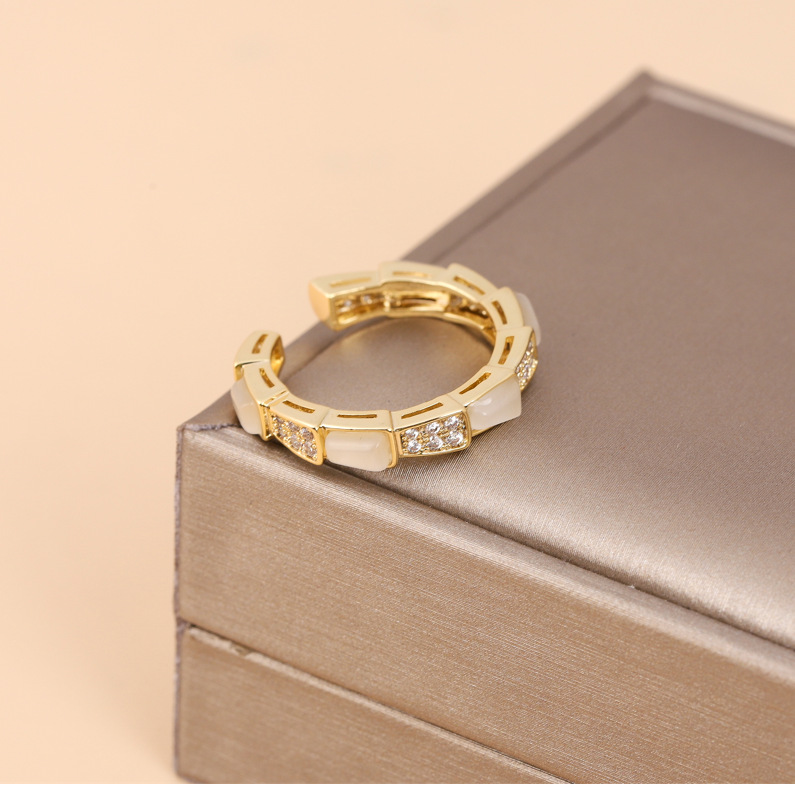 Fashion Geometric Copper Plating Inlay Zircon Open Ring 1 Piece