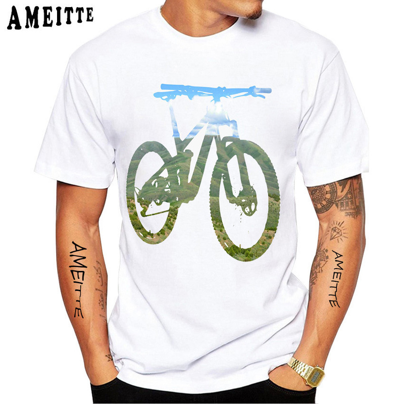 アマゾンwishクロスボーダー欧米趣味自転車プリント柄丸首半袖tシャツ男性上着速売通|undefined