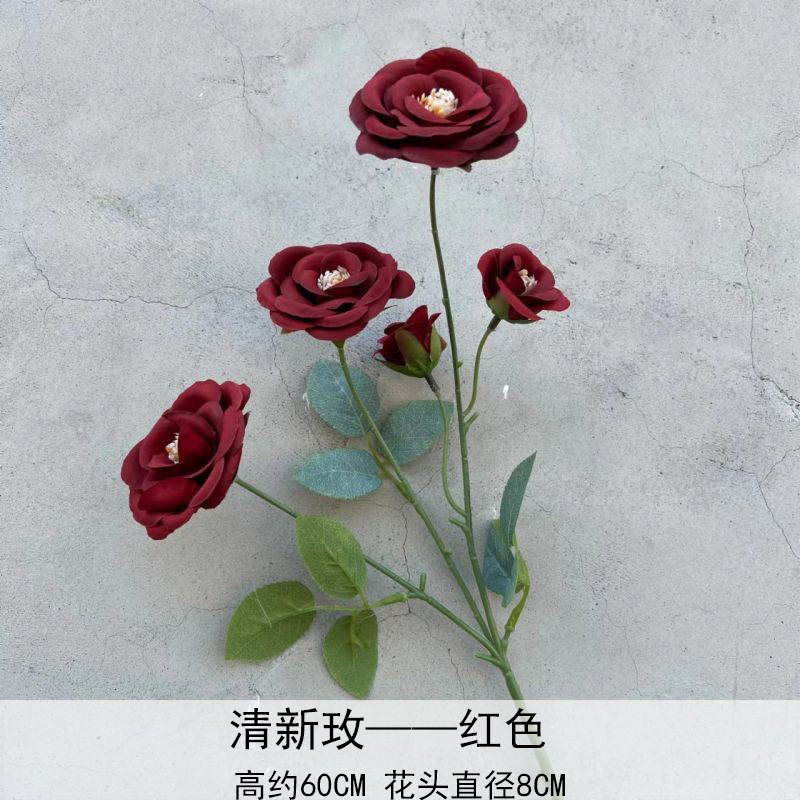 Artificial Rosa sola franela Rosa flor artificial boda decoración del hotel decoración del hogar arreglo de flores flor artificial Rose