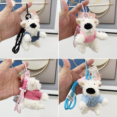 かわいい萌え西高地子犬ストラップぬいぐるみ人形バッグ掛けキーホルダーぬいぐるみ卸売り