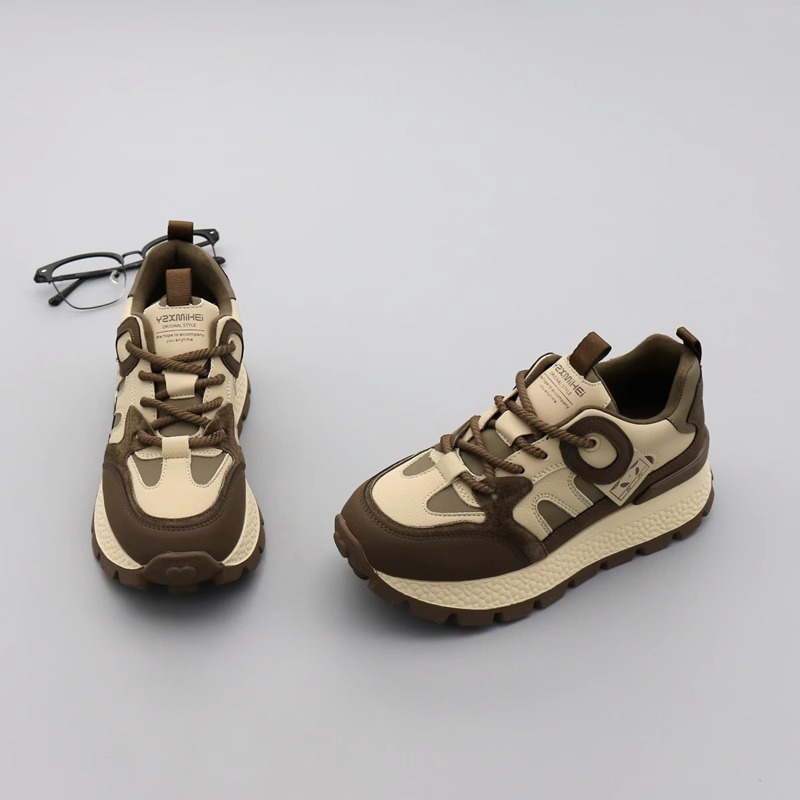 Stazione europea Waffle Gump scarpe da donna 2024 autunno e inverno nuove scarpe di marca alla moda casual e versatile con punta tonda stringata_voghion.com