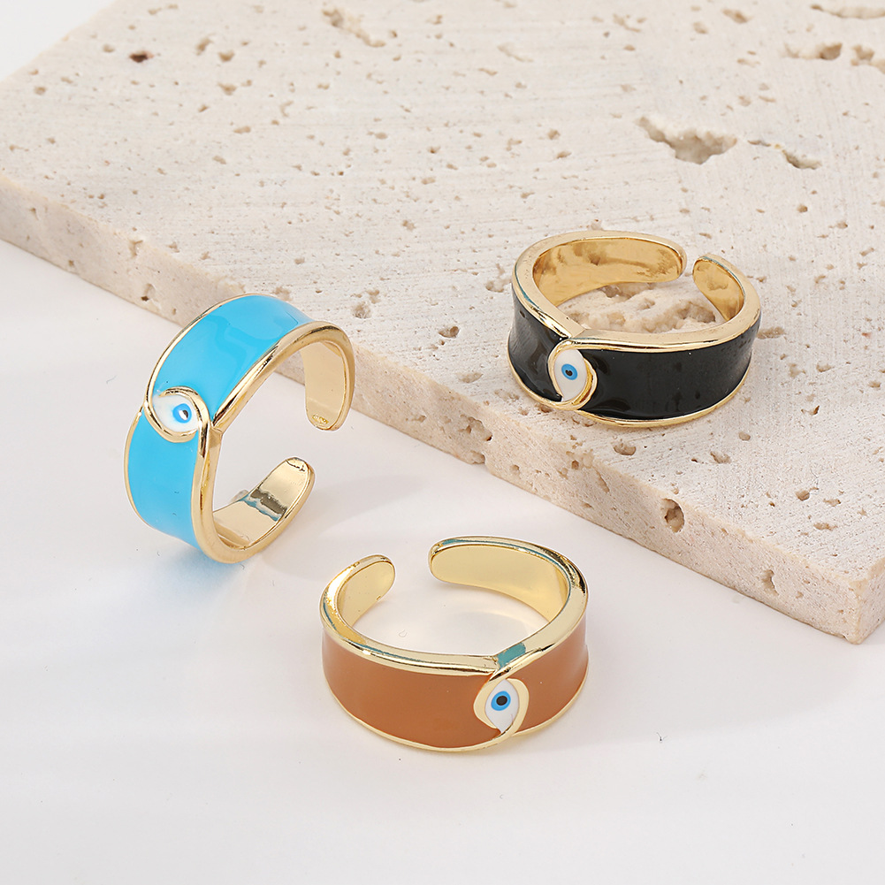 Fashion Geometric Eye Copper Open Ring Plating Copper Rings