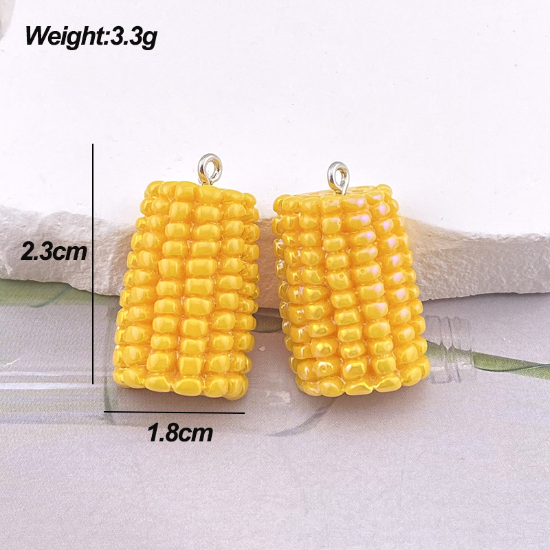 55g Weight Pendant Jewelry Making Type 31*20mm, 32*24mm Jewelry Making Size DIY Jewelry Accessories Classification 10 PCS/Package Quantity Resin Material Durian, Corn, Shrimp Pattern All Seasons Season Cute Style 10 PCS/Package 31*20mm 32*24mm Resin Durian Corn Shrimp Pendant 2