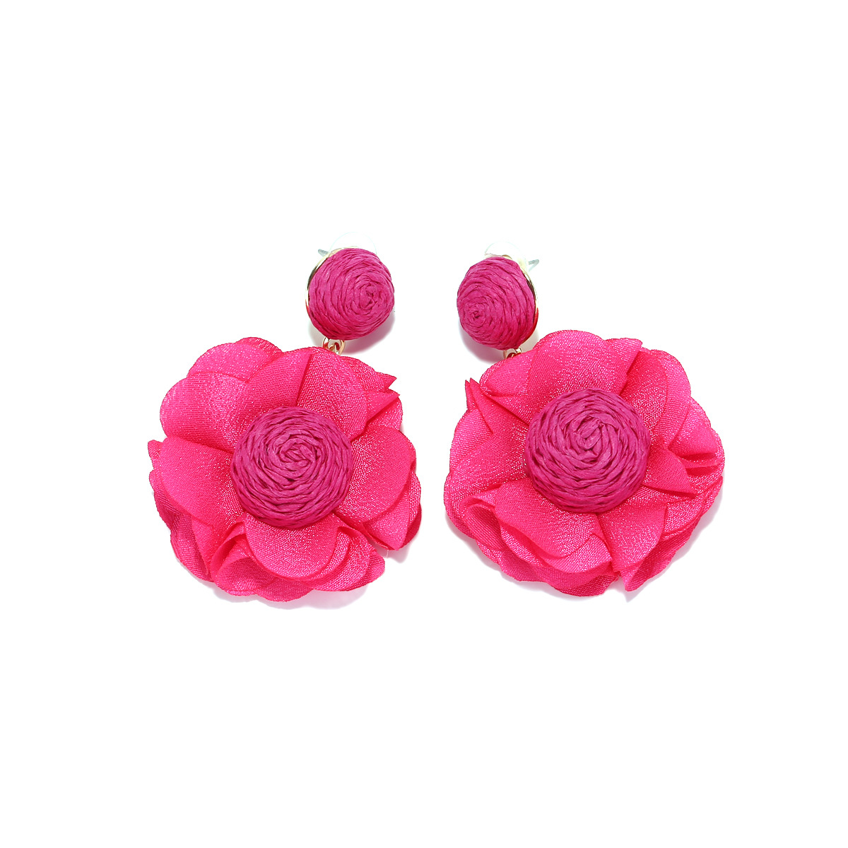 Elegant Sweet Flower Cloth Raffia Women's Drop Earrings 1 Pair display picture 16
