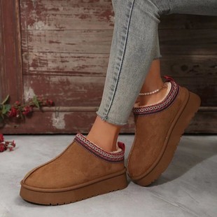 2024 new snow boots Women's thick-soled low-top Tatz integrated boots foreign trade order slip-on shoes