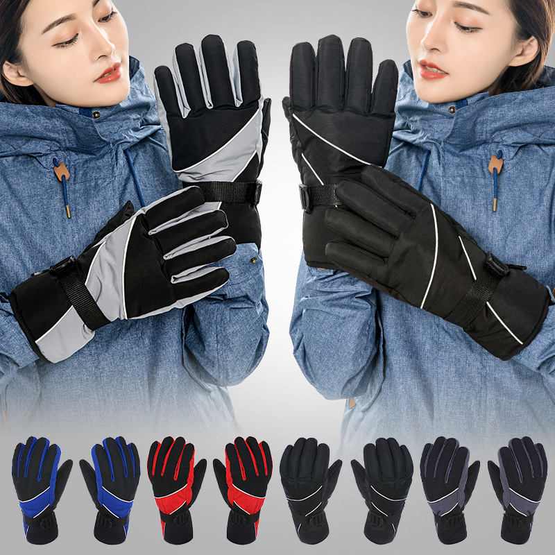 Winter New thick warm gloves manufacturers wholesale outdoor men's and women's cycling cold ski gloves five-color mix and match