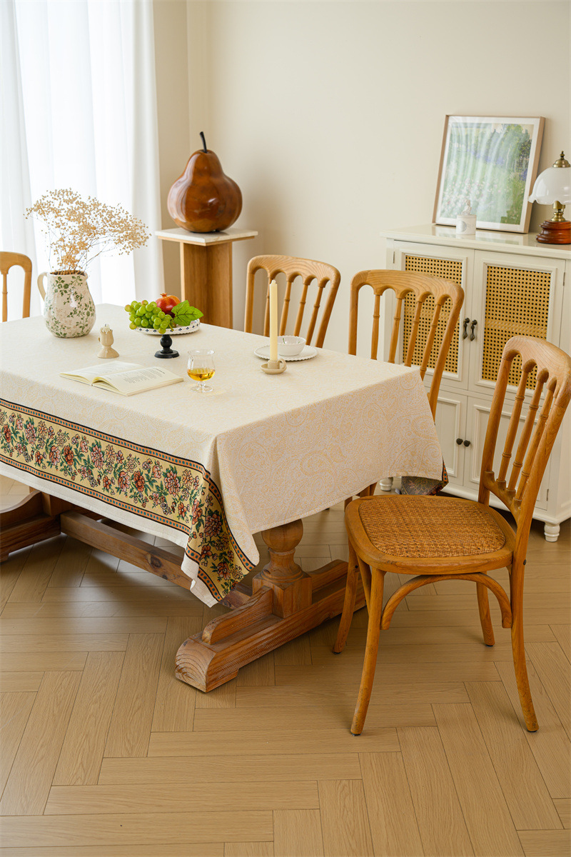 Vintage Jacquard Tischdecke Mit Blumenmuster Im Retro-stil_voghion.com
