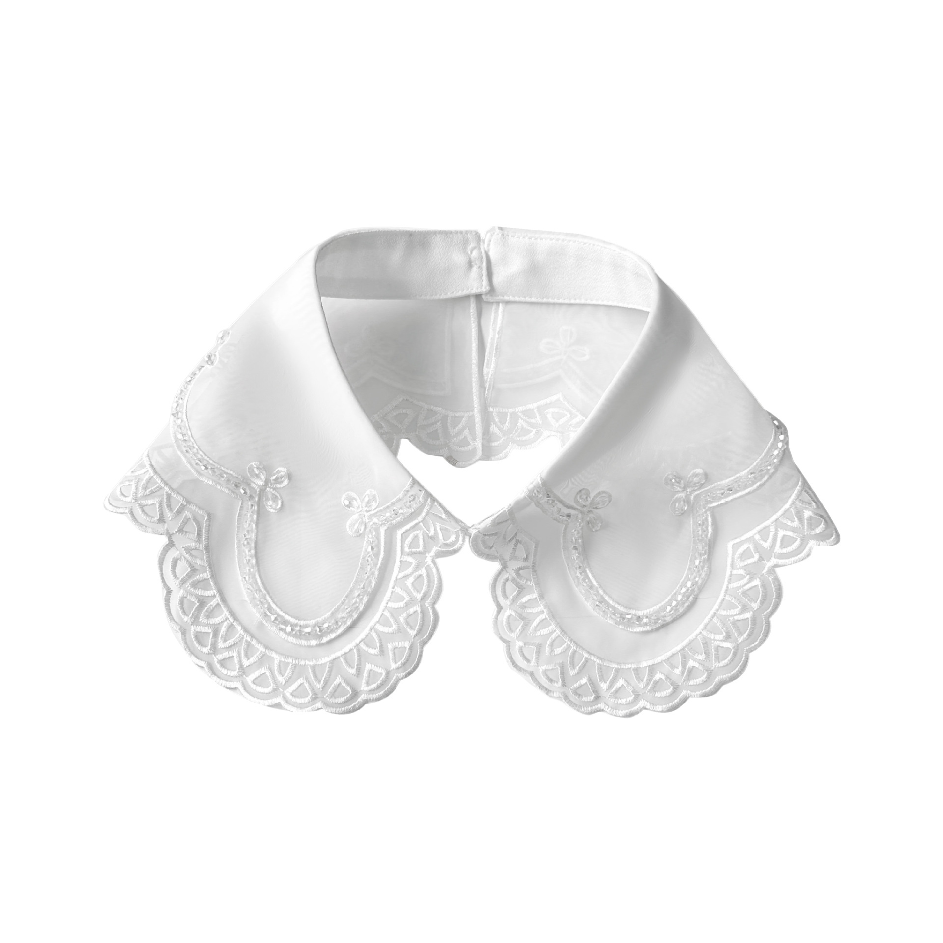 Blanco y negro clásico de encaje cuello falso de encaje delicado oganza vestido de cuello de camisa decoración de cuello falso