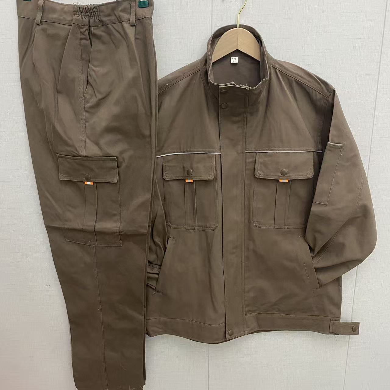 Pure Cotton Thickened Welding Workwear Set Men's Top Spring and Autumn Auto Repair Workshop Anti-Scalding Factory Wear-Resistant Labor Protection Clothing