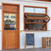 现代简约樟子松原木平开室内门网红面包鲜花店咖啡馆实木门窗