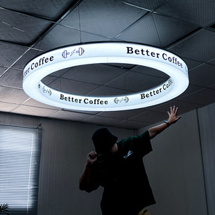 Ring acrylic light box Bar coffee shop clothing store atmosphere Billboard round ring door signboard