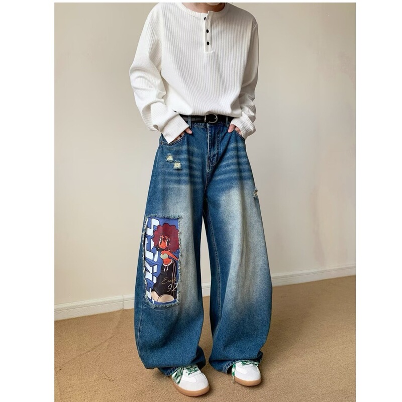 American retro plaid patchwork denim shorts for women, new summer style, high-waisted, loose-fitting, slimming, wide-leg mid-length pants American retro plaid patchwork denim shorts for women, new summer style, high-waisted, loose-fitting, slimming, wide-leg mid-length pants