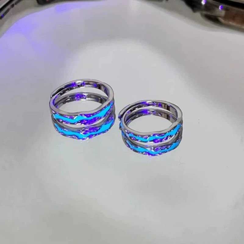Серебряное кольцо S999 Pure Silver Light Year Realm светящееся холодное Аврора светящаяся пара кольцо мужское и женское одно пара колец эмаль