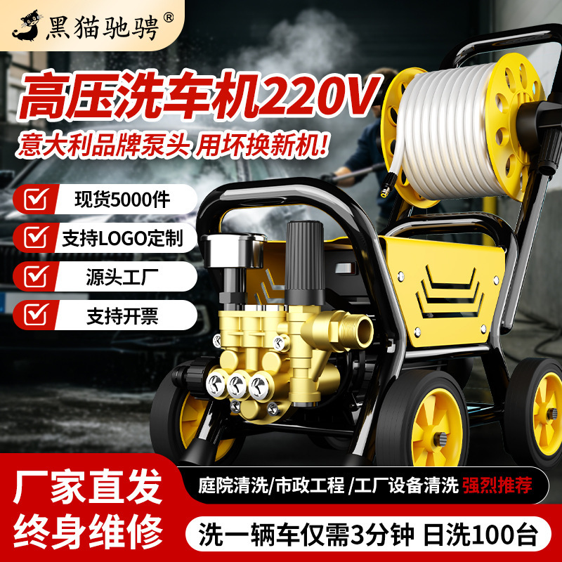 Black Cat Ching Home Cleaning Machine 220V High-Pressure Car Washer Powerful Water Gun Supercharged High-Power Car Washing Tool Black Cat Ching Home Cleaning Machine 220V High-Pressure Car Washer Powerful Water Gun Supercharged High-Power Car Washing Tool