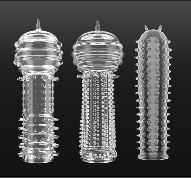 Wolf Tooth Textured Penis Headgear in Clear TPE for Couples — detail image 21