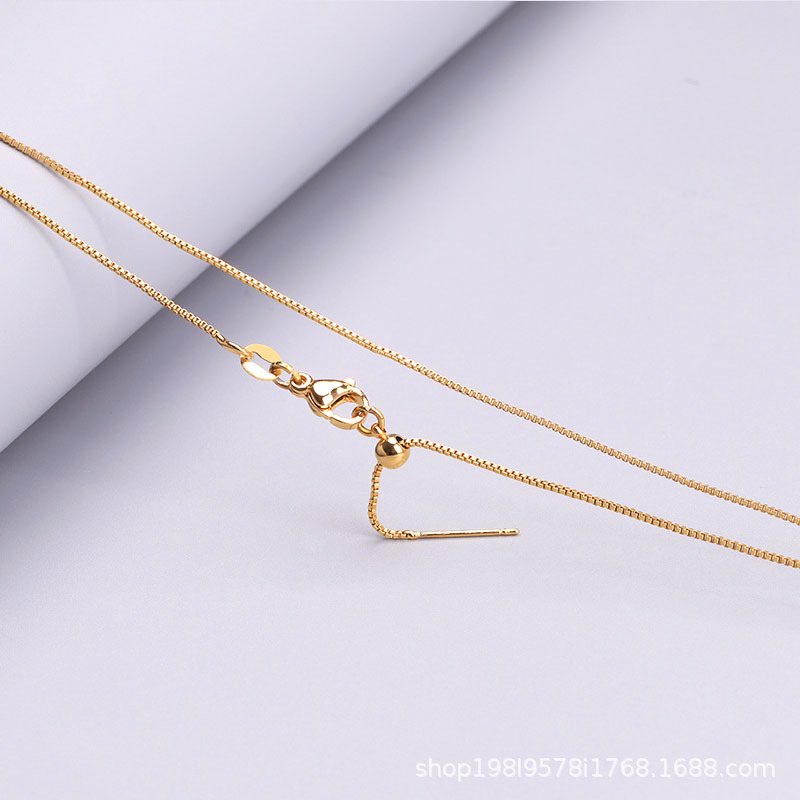 골드 1.0mm 박스 체인 50cm + 핀