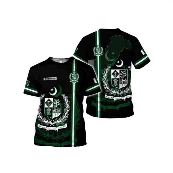 3D Printed Pakistan Flag T-Shirt for Men, Summer Casual Short Sleeve T-Shirt, Men's Oversized T-Shirt, Street Style 3D Printed Pakistan Flag T-Shirt for Men, Summer Casual Short Sleeve T-Shirt, Men's Oversized T-Shirt, Street Style