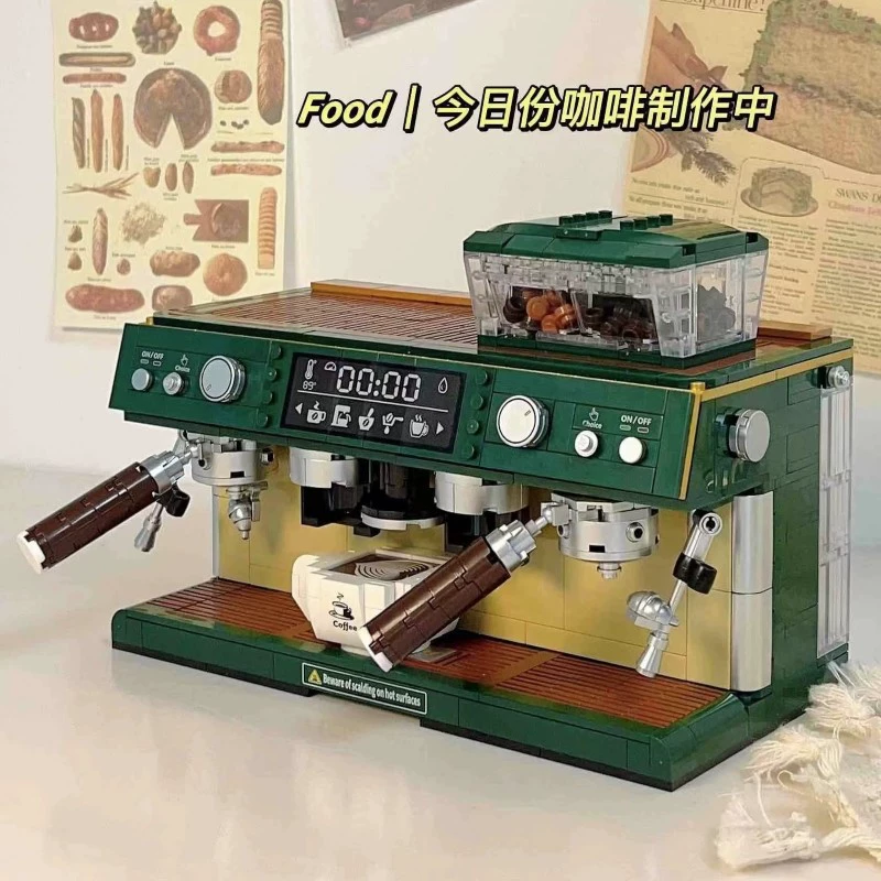 Retro coffee machine, gadget, toy, constructor, small particles