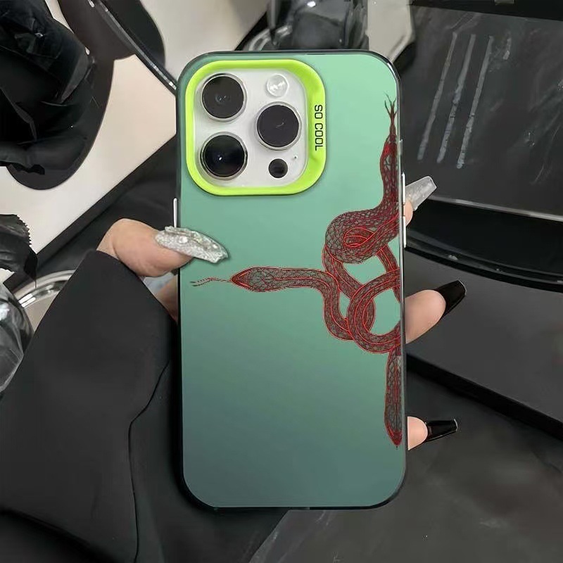 Color plata concha-verde-rojo Lin serpiente adj