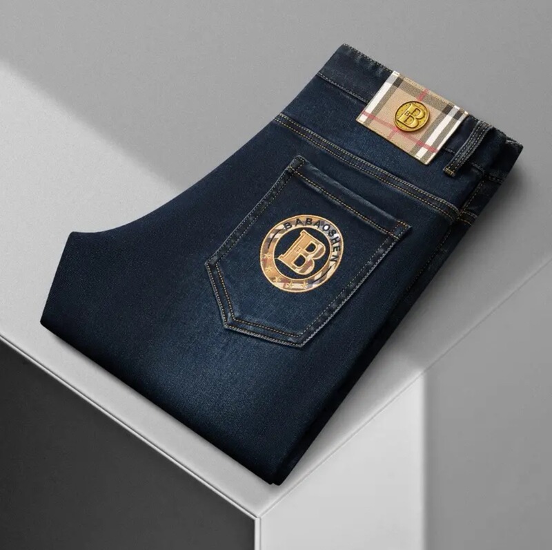 Men's Jeans with Letter Embroidery, European Trendy Brand Design, Slim Fit, British Style Fashion for Spring and Autumn