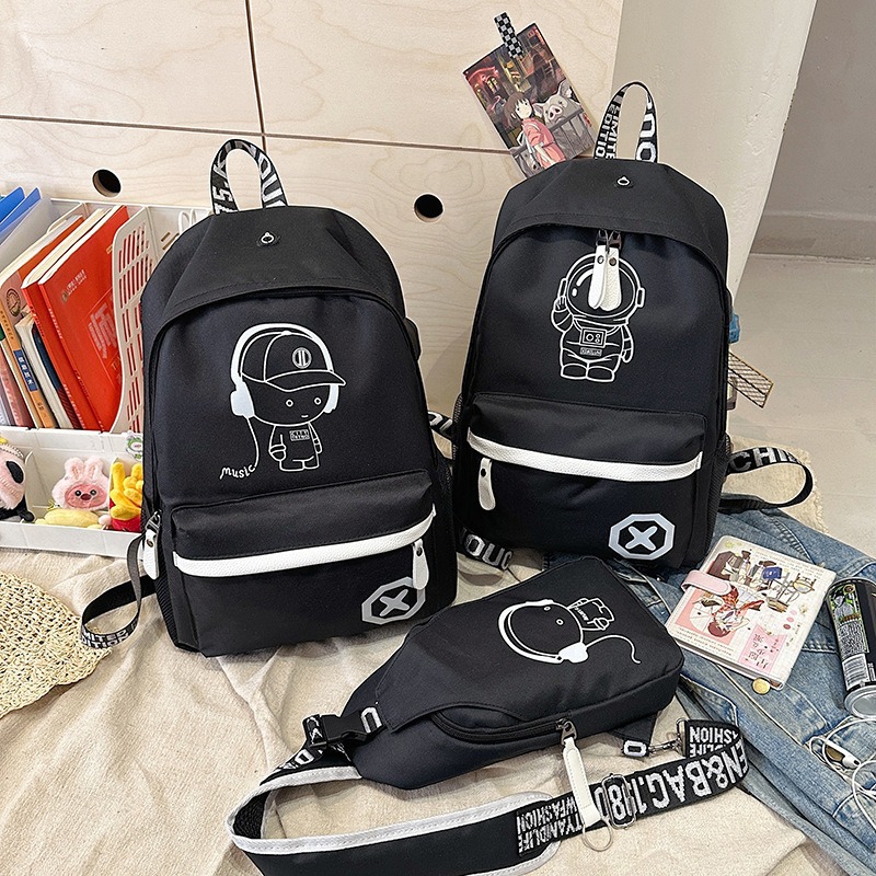 Casual Luminous Backpack Wholesale Cross-Border Simple Large-Capacity Nylon Backpack Korean Version Trendy Fashion Student School Bag