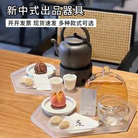 新中式茶饮出品器具玻璃茶壶中式茶馆茶具水经注绿茶壶执壶花茶壶